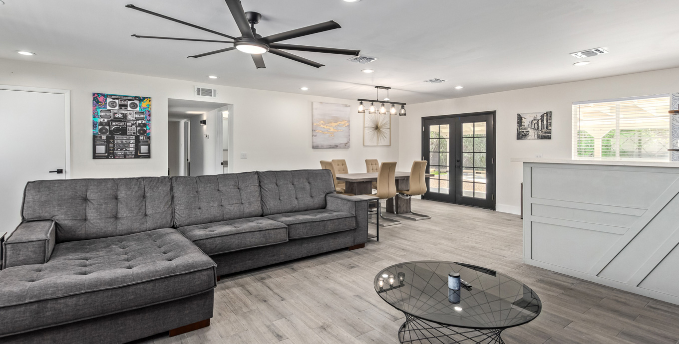 Large section couch to relax and enjoy the TV